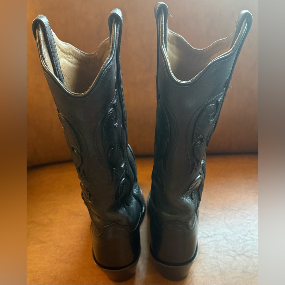 Old West LF1579 Black Snip Toe Cowboy Boots Women 7B Leather Western - Picture 5 of 9